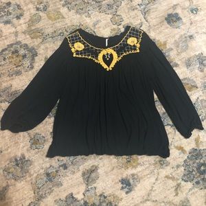Free People Begonia Embroidered Top Size L